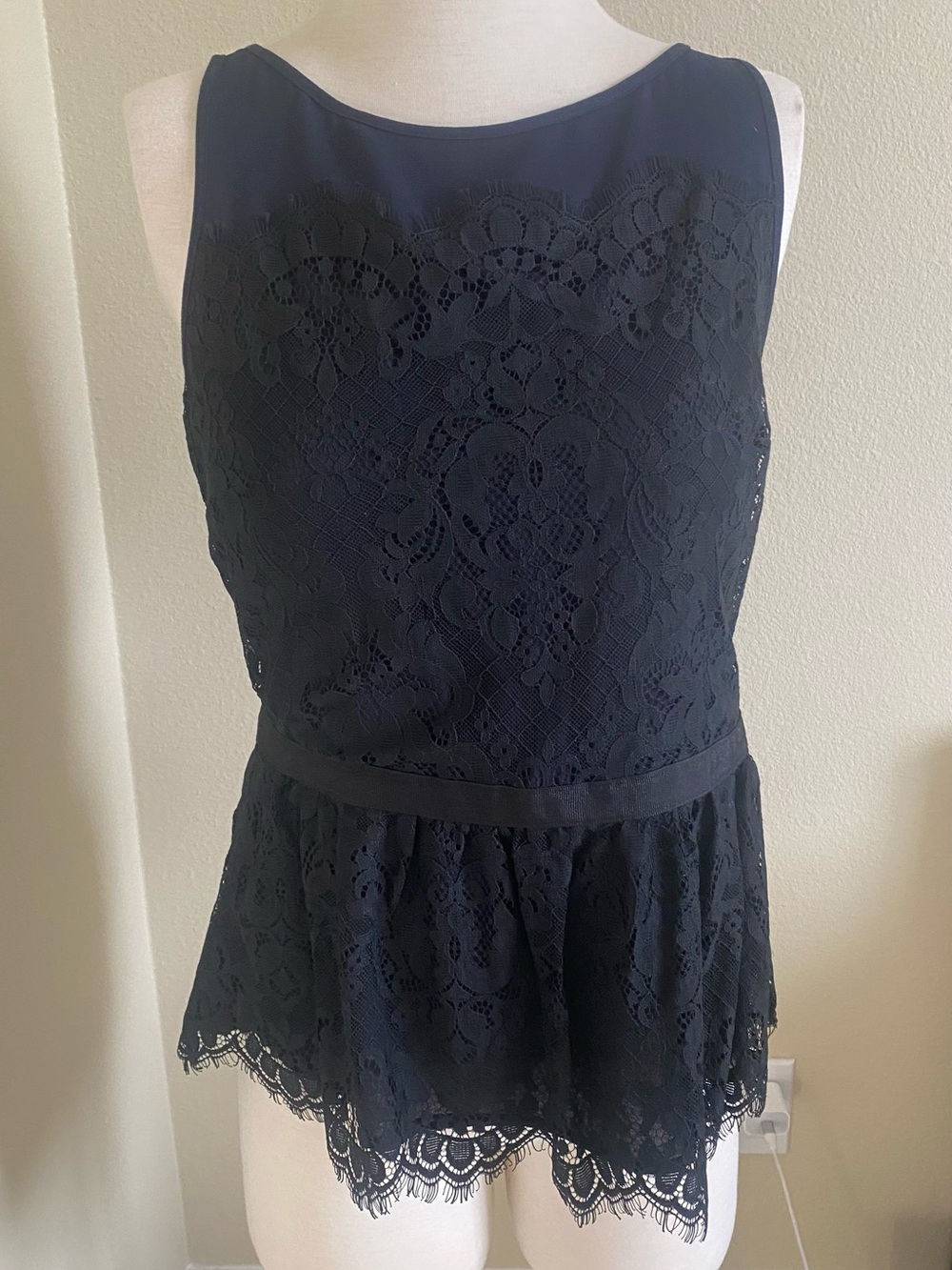 LOFT Black Lace Peplum Camisole